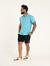 Camisa de Botão Slim no Tricô Texturizado com Elastano Azul Céu - comprar online