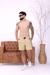 Imagem do Short Jogger Sarja com Zíper no Bolso Frontal Bege Claro