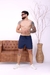 Imagem do Short Jogger Sarja com Zíper no Bolso Frontal Azul Marinho