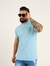 T - Shirt Masculina Slim Malha 3D Texturizada Azul Céu - comprar online