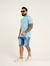 T - Shirt Masculina Slim Malha 3D Texturizada Azul Céu - comprar online