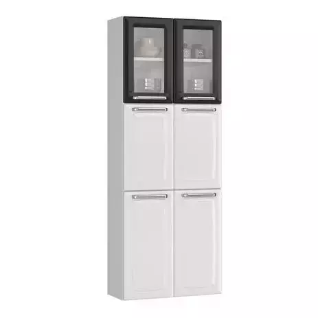 Paneleiro aço IPLDV 70 Luce Itatiaia 6 portas com vidro – branco / preto
