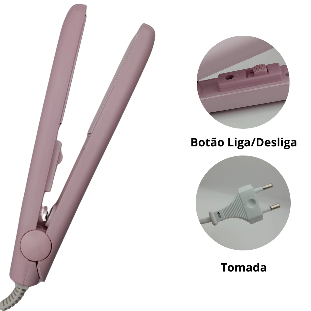 Mini Chapinha Cabelo Prancha Portátil De Bolsa Viagem Bivolt