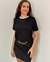CONJUNTO CAMISETA PRETA E SAIA CORRENTE