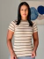Blusa Feminina Eva Com Ribana Canelada Bege Com Listras Pretas - Tresis Store
