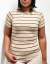 Blusa Feminina Eva Com Ribana Canelada Bege Com Listras Pretas na internet