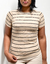 Imagem do Blusa Feminina Eva Com Ribana Canelada Bege Com Listras Brancas