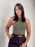 Body Duda Regata Feminina com Decote Redondo Verde Militar - comprar online