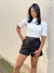 T-Shirt Jana Feminina Gola Alta com Brilho Off White - Tresis Store