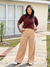 Calça Diana Feminina Alfaiataria Pantalona Bege - Tresis Store