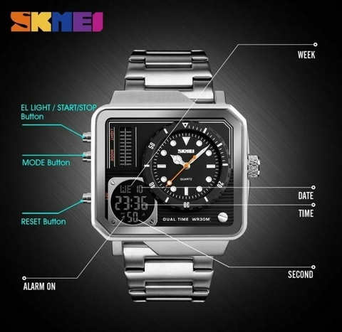 SKMEI 1392 PRETO/PRATA