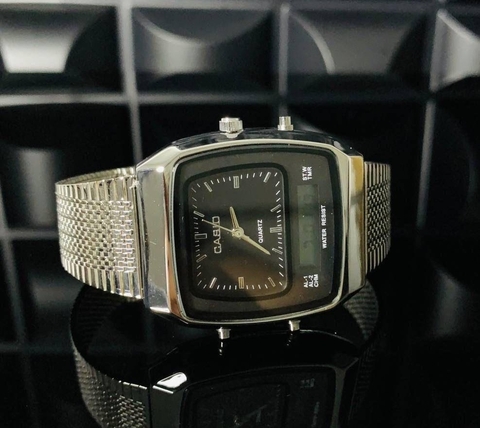 CASIO 2 HORÁRIOS PRATA BRANCO/PRETO