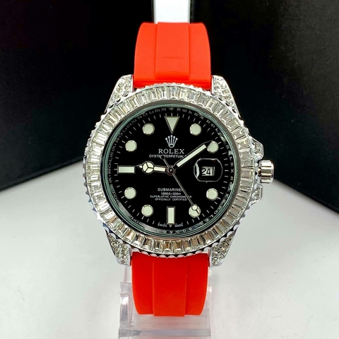 SUBMARINER CRAVEJADO- PRATA/PRETO/VERMELHO