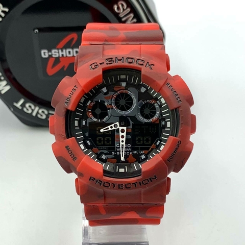 G SHOCK GA100 CAMUFLADO- VERMELHO