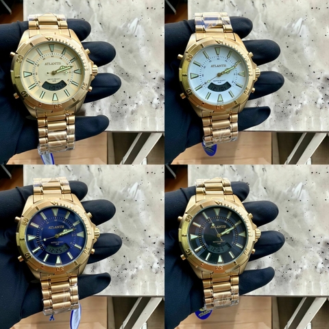ATLANTIS DOIS HORÁRIOS DOURADO VARIADOS