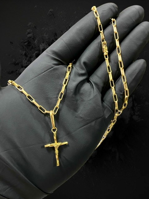 KIT CORRENTE CARTIER + PINGENTE CRUZ