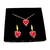 Set corazón rosa esmaltado chapa 18K11039
