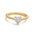 Anillo de acero inoxidable y chapa de oro 18K con zirconia en forma de corazón talla 7