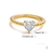 Anillo de acero inoxidable y chapa de oro 18K con zirconia en forma de corazón talla 7 - comprar en línea