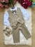 Conjunto Miss Cherry Social Leonardo Colete Bege - Marrom