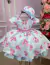 Vestido Miss Cherry Chapeu Azul Bebe Flores e Borboletas