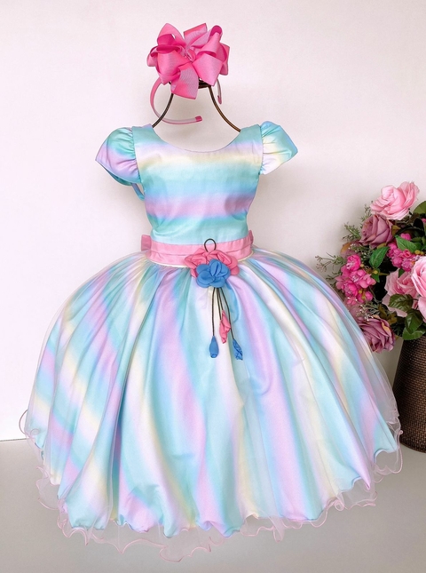 Vestido Infantil Bella Child Colorido Arco Iris