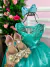 Vestido Juvenil Enjoy Verde Tiffany Peito Rendado Flores - comprar online