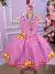 Vestido Banana Club Junino Luxo Arraia Feliz Rosa