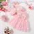 Vestido de princesa infantil fofo com colete e bandana de laço com borboletas