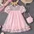 Vestido e bolsa rosa / branco delicado com flores/ Vestido de princesa / para meninas de 3-7 anos / na internet