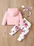 Conjunto de 3 peças Calças , Blusa e laço para cabelo com estampa de flor para Bebê Menina. - comprar online