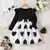 Vestido estilo princesa /vestido de manga longa para crianças com estampa de coração com laço - comprar online