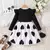 Vestido estilo princesa /vestido de manga longa para crianças com estampa de coração com laço - loja online