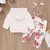 Conjunto de 3 peças Calças , Blusa e laço para cabelo com estampa de flor para Bebê Menina. - loja online
