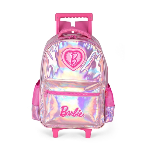 Mochila Rodas Barbie Holográfica Escolar Meninas Infantil