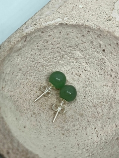 Par de aros pasantes esfera AGATA VERDE