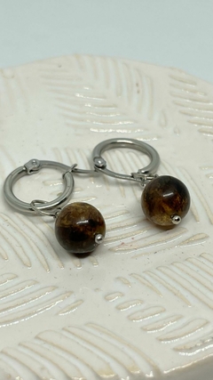 Par de aros esfera AMBAR DE CHIAPAS (MEXICO)