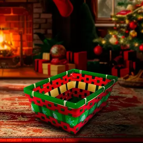 Cesto Decorativo de Natal Bambu Fartex