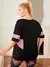 Remera SHEIN Negro con rosa 0XL St191 - Belezas Fit