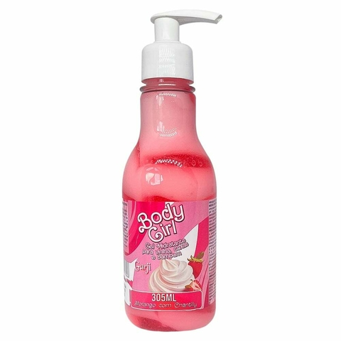 BODY GIRL GEL HIDRATANTE PARA VIRILHAS DE MORANGO COM CHANTILLY 305ML GARJI MORANGO COM CHANTILLY