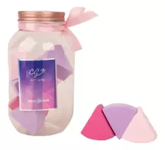 Set de Esponjas Maquillaje Triangular Frasco x 12 Unidades - CITY GIRL