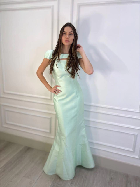 Vestido verde menta em zebilini sereia