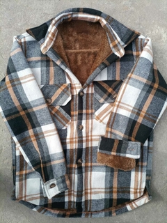 Camisaco con piel Black con lineas marrones - comprar online