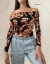 Top Manga Larga Modal Cuello Bote Estampados