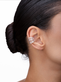 Piercing Fake Cravejado com Zircônias em Banho de Prata - comprar online