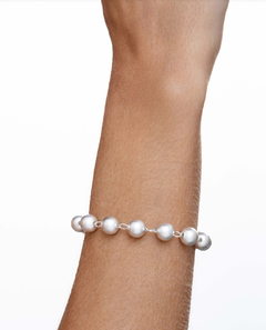 Pulseira Bolas Acetinadas com Banho de Prata – 15cm + 6cm Extensor - comprar online