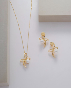 Conjunto laço com pérola - comprar online