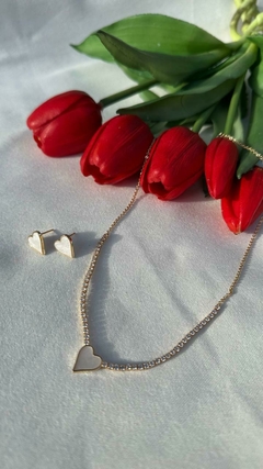 Conjunto coração com madreperola - comprar online