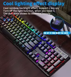 Imagem do Teclado com fio de 104 teclas com luz respiratória retroiluminada RGB Conjunto