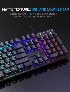 Teclado com fio de 104 teclas com luz respiratória retroiluminada RGB Conjunto - PEQUIBR IMPORTS